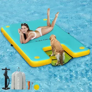 Inflatable Dock Platform, Lake Floats with Boat Ramp Floating Island Raft for Adults Swimming Pool Sea Dock