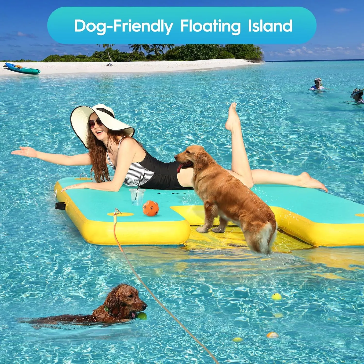 Inflatable Dock Platform, Lake Floats with Boat Ramp Floating Island Raft for Adults Swimming Pool Sea Dock