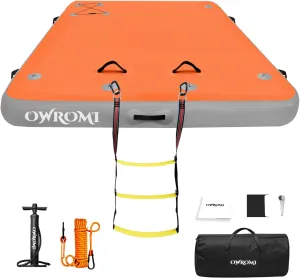 Inflatable Floating Dock Air Platform, 6/8/10ft Air Dock Platform Floating Island Raft, Enlarged Non-Slip Surface Water Floating Dock Mat, 6in Thick Water Platform Swim Dock Mat for Pool Beach Ocean
