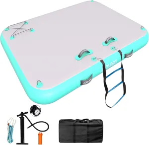 Inflatable Floating Dock Mat,6 inches Thick Inflatable Stable Platform Raft with Storage Bag None-Slip Surface for Lake Beach Pool