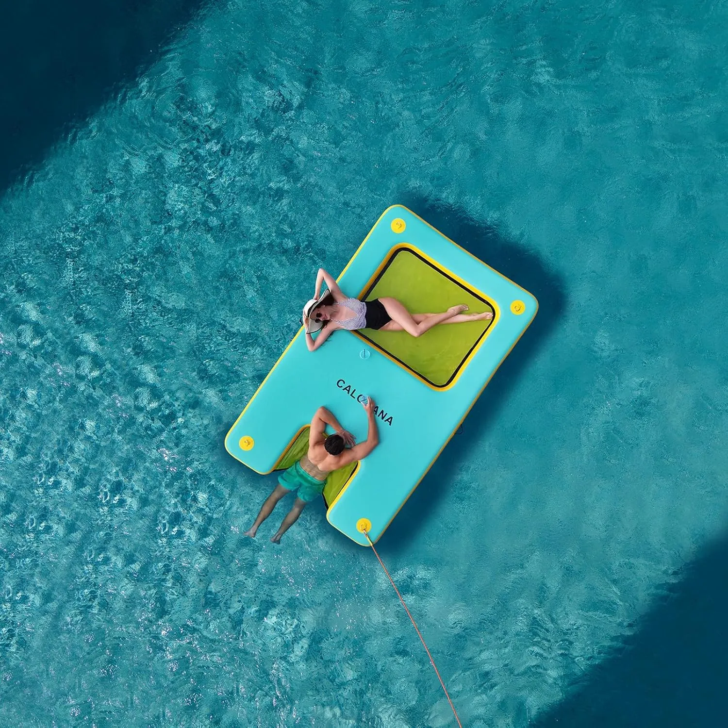 Inflatable Floating Dock with Mesh, Lake Floats with Boat Ramp Tanning Pool Lounger Water Hammock for Family Party Pool Sea River Dock Boat