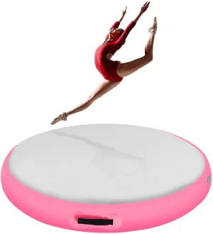 Inflatable Gymnastic Air Spot Mat Tumbling Exercise Yoga Training Mat With Pump, Inflatable Round Springboard Air Roller Gym Floor Track For Home Use/Cheerleading/Water