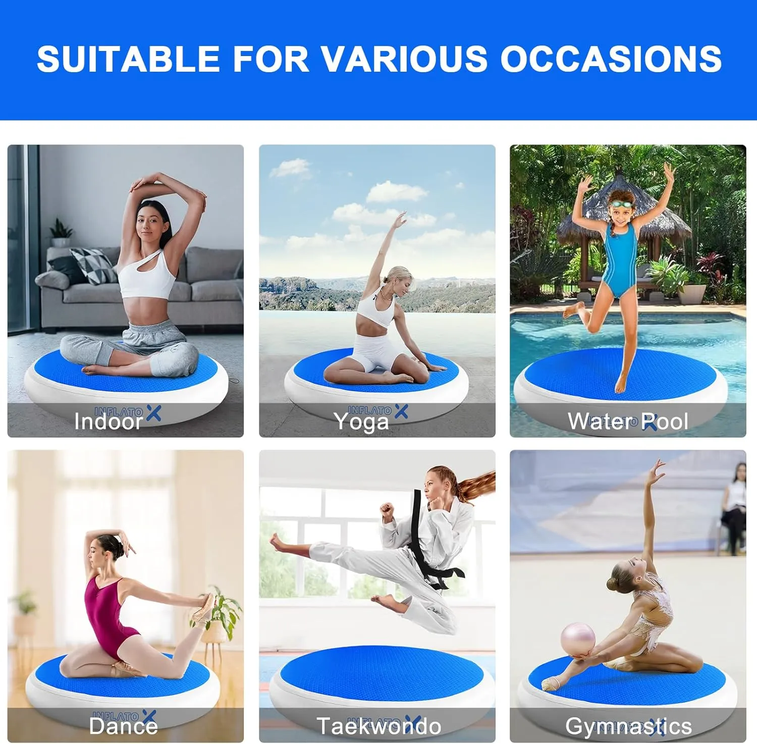 Inflatable Gymnastics Air Barrel Roller & Tumbling Mat with Pump - Air Spot Portable Training Equipment for Yoga, Backhandspring, Cheerleading Home, Gym Use