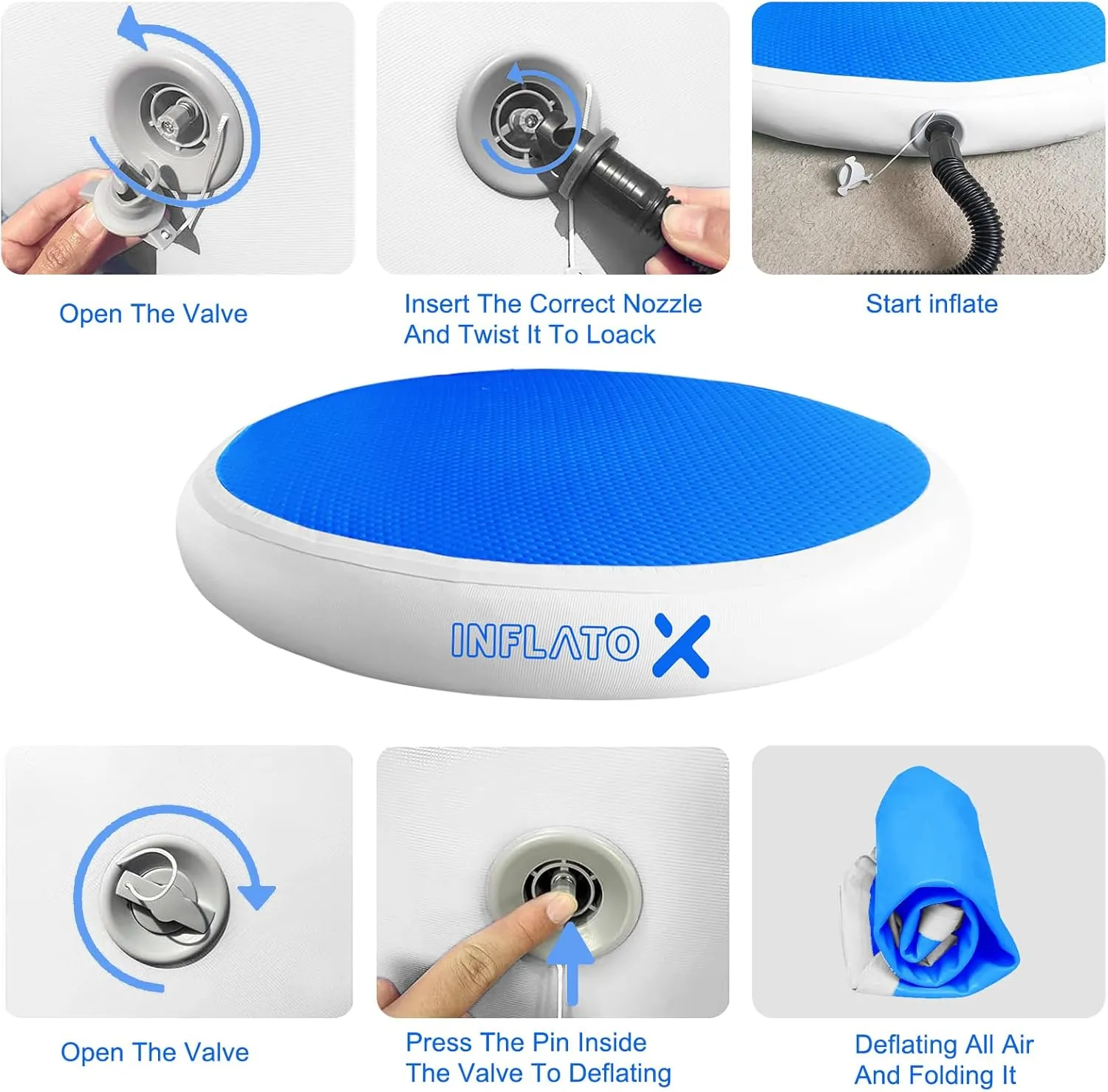 Inflatable Gymnastics Air Barrel Roller & Tumbling Mat with Pump - Air Spot Portable Training Equipment for Yoga, Backhandspring, Cheerleading Home, Gym Use