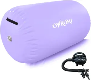 Inflatable Gymnastics Air Mat Tumble Track with Gymnastics Air Barrel - Inflatable Air Spot Tumbler Backbend Trainer Air Roller Tumbling Mat with Electric Pump