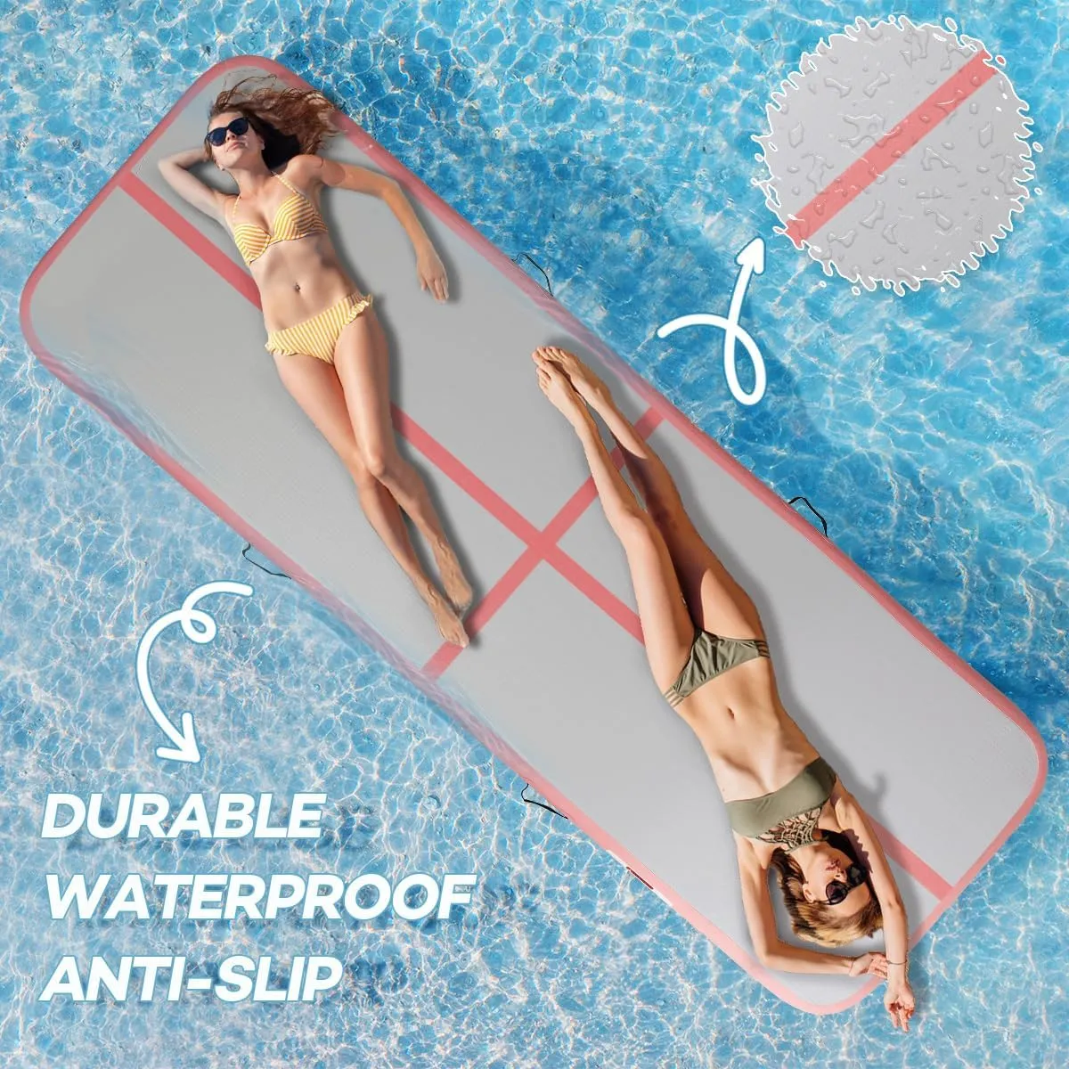 Inflatable Gymnastics Air Tumbling Track Mat 6ft 10ft 13ft 16ft 20ft, Air Tumble Track Mat with Electric Air Pump for Kids Adults Home Outdoor Training Cheerleader Yoga Water Park