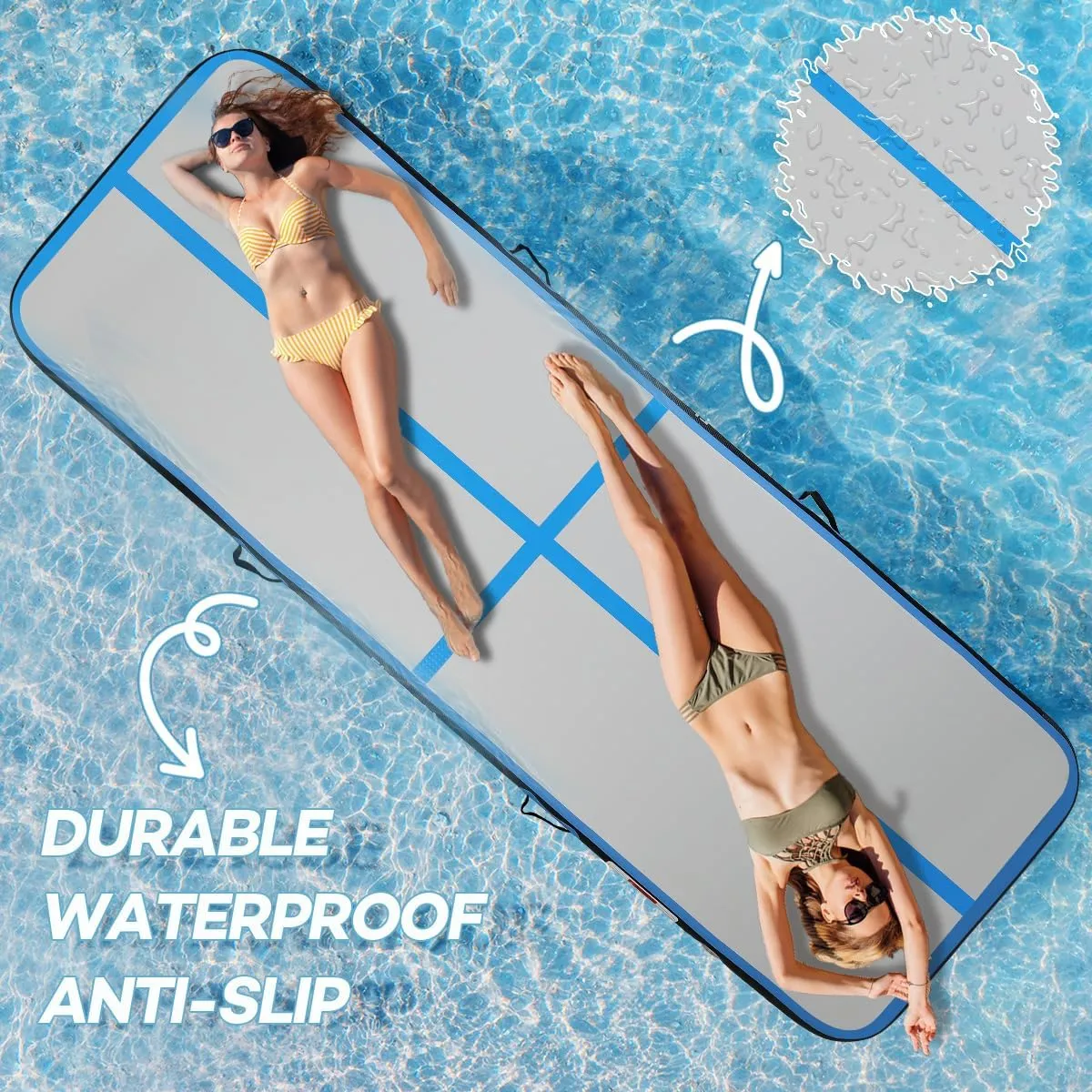 Inflatable Gymnastics Air Tumbling Track Mat 6ft 10ft 13ft 16ft 20ft, Air Tumble Track Mat with Electric Air Pump for Kids Adults Home Outdoor Training Cheerleader Yoga Water Park