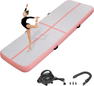 Inflatable Gymnastics Air Tumbling Track Mat 6ft 10ft 13ft 16ft 20ft, Air Tumble Track Mat with Electric Air Pump for Kids Adults Home Outdoor Training Cheerleader Yoga Water Park