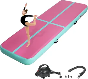 Inflatable Gymnastics Air Tumbling Track Mat 6ft 10ft 13ft 16ft 20ft, Air Tumble Track Mat with Electric Air Pump for Kids Adults Home Outdoor Training Cheerleader Yoga Water Park