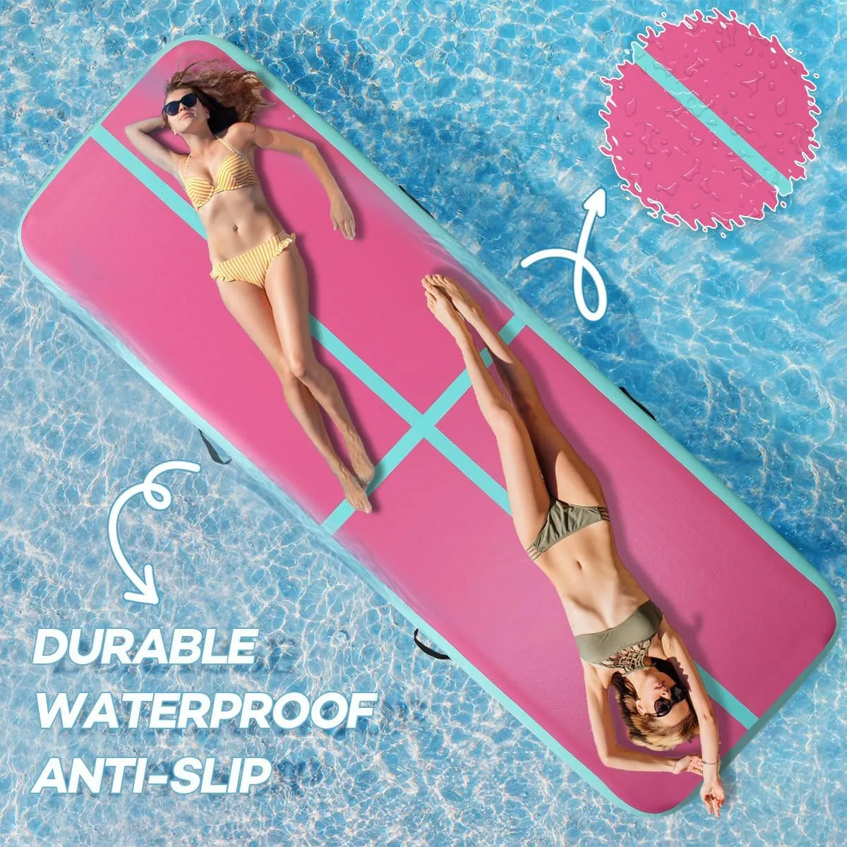 Inflatable Gymnastics Air Tumbling Track Mat 6ft 10ft 13ft 16ft 20ft, Air Tumble Track Mat with Electric Air Pump for Kids Adults Home Outdoor Training Cheerleader Yoga Water Park