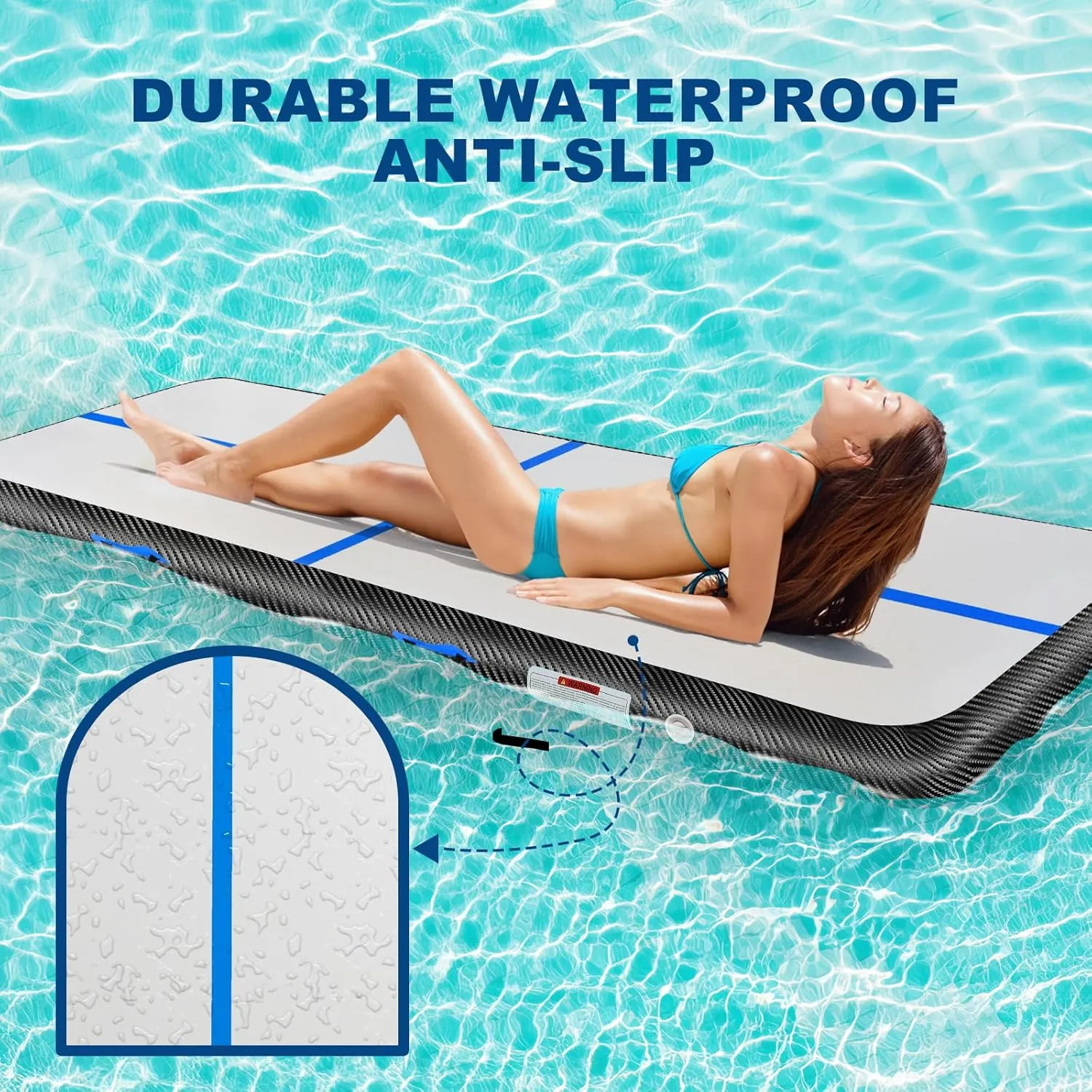 Inflatable Gymnastics Mat 10ft/13ft/16ft/20ft/ Air Tumbling Track Mats 4/8 inches Thick for Home Use/Training/Cheerleading/Yoga/Water with Pump