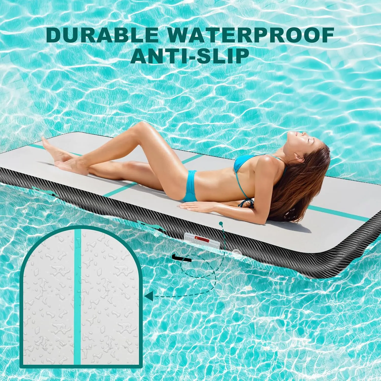 Inflatable Gymnastics Mat 10ft/13ft/16ft/20ft/ Air Tumbling Track Mats 4/8 inches Thick for Home Use/Training/Cheerleading/Yoga/Water with Pump