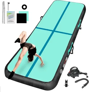 Inflatable Gymnastics Mat 10ft/13ft/16ft/20ft/ Air Tumbling Track Mats 4/8 inches Thick for Home Use/Training/Cheerleading/Yoga/Water with Pump