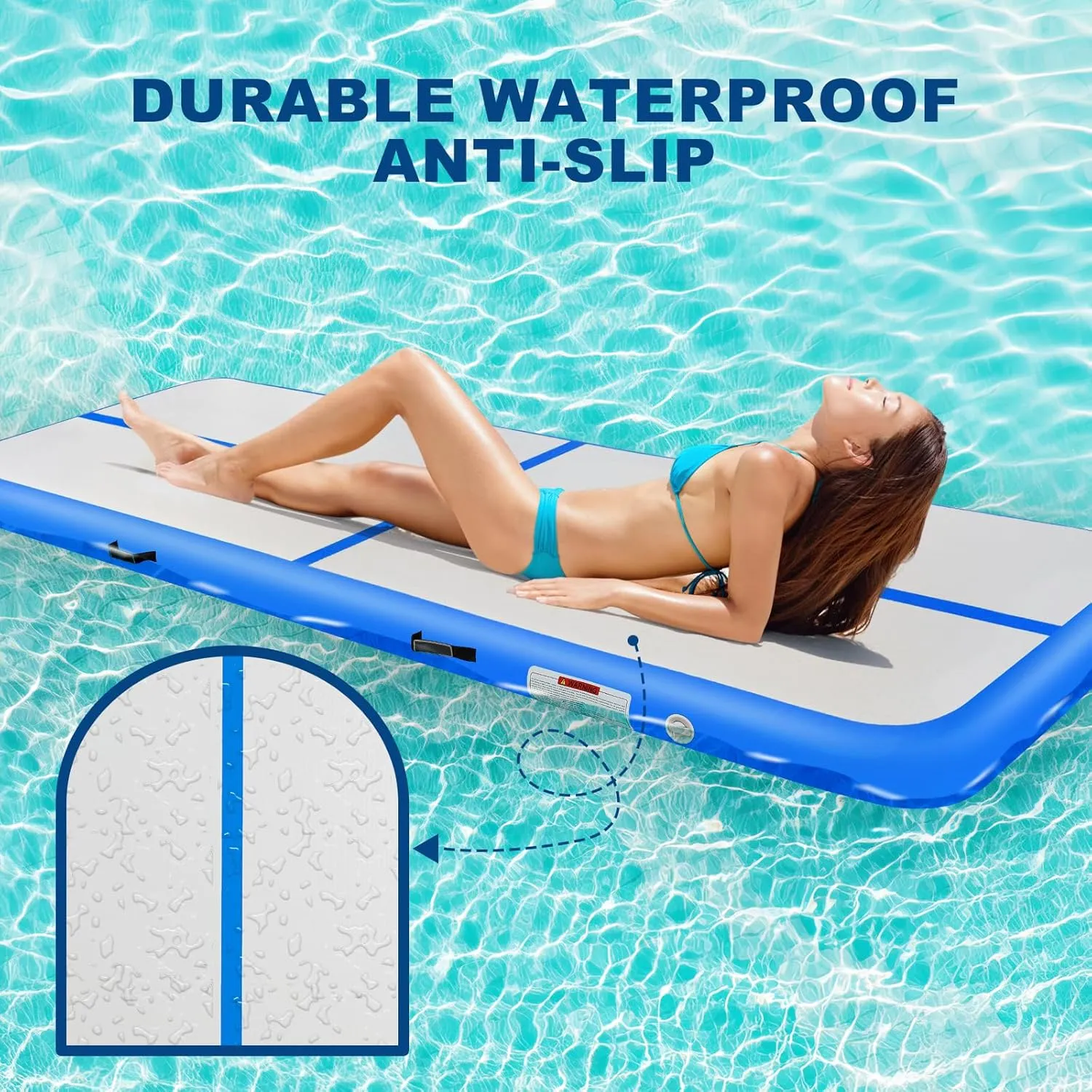Inflatable Gymnastics Mat 10ft/13ft/16ft/20ft/ Air Tumbling Track Mats 4/8 inches Thick for Home Use/Training/Cheerleading/Yoga/Water with Pump