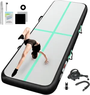 Inflatable Gymnastics Mat 10ft/13ft/16ft/20ft/ Air Tumbling Track Mats 4/8 inches Thick for Home Use/Training/Cheerleading/Yoga/Water with Pump