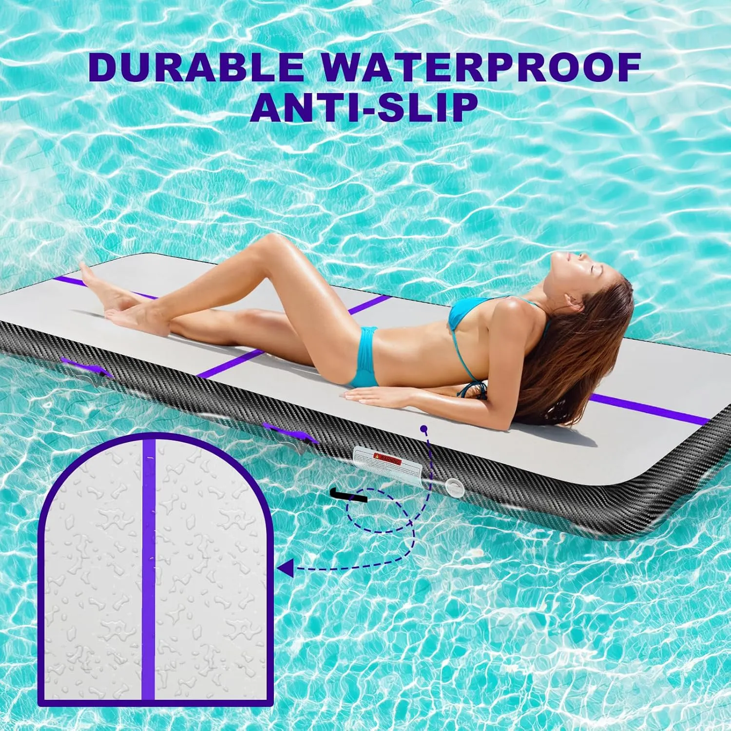 Inflatable Gymnastics Mat 10ft/13ft/16ft/20ft/ Air Tumbling Track Mats 4/8 inches Thick for Home Use/Training/Cheerleading/Yoga/Water with Pump