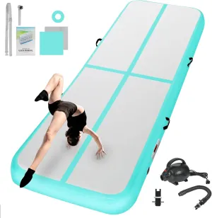 Inflatable Gymnastics Mat 10ft/13ft/16ft/20ft/ Air Tumbling Track Mats 4/8 inches Thick for Home Use/Training/Cheerleading/Yoga/Water with Pump