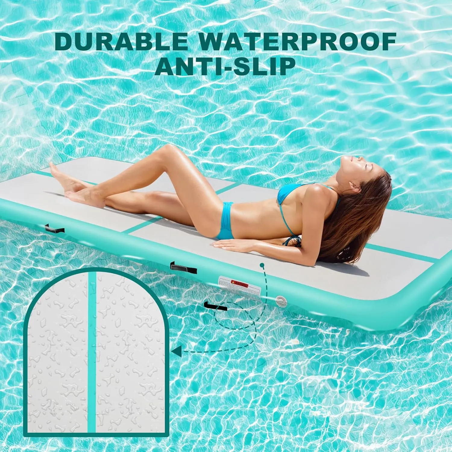 Inflatable Gymnastics Mat 10ft/13ft/16ft/20ft/ Air Tumbling Track Mats 4/8 inches Thick for Home Use/Training/Cheerleading/Yoga/Water with Pump