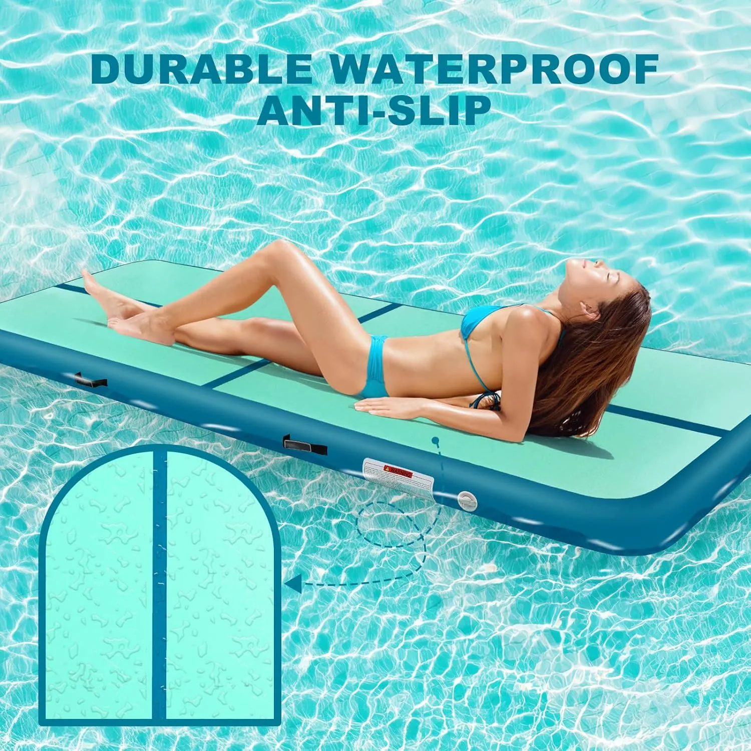 Inflatable Gymnastics Mat 10ft/13ft/16ft/20ft/ Air Tumbling Track Mats 4/8 inches Thick for Home Use/Training/Cheerleading/Yoga/Water with Pump