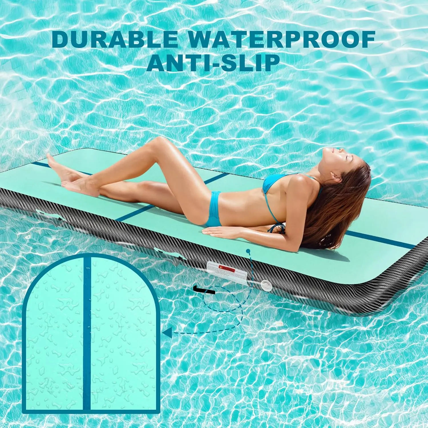 Inflatable Gymnastics Mat 10ft/13ft/16ft/20ft/ Air Tumbling Track Mats 4/8 inches Thick for Home Use/Training/Cheerleading/Yoga/Water with Pump