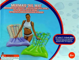 Inflatable Mermaid Tail Air Lounge Bed Mat Pool Toy - 183cm X 88cm