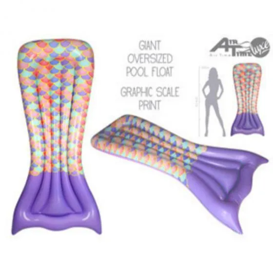 Inflatable Mermaid Tail Air Lounge Bed Mat Pool Toy - 183cm X 88cm