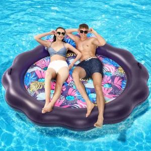 Inflatable Pool Float Mat, Giant Heavy Duty Pool Floats Adult Size with Headrest Handle, Tanning Pool Floats Lounger, Lake Raft Floats Floating for Pool Beach Outdoor Summer Party (Light Color)