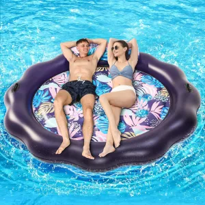 Inflatable Pool Float Mat, Pool Floats with Headrest for Adult Heavy Duty, X-Large Cooling Pool Floatie Bed with Grab Handles for Summer Lake