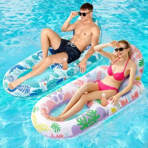 Inflatable Pool Float Mat, X-Large, Heavy Duty Pool Floats Adult with Headrest, Cool Pool Float Sunbed with Grab Handles for Swimming Pool, Beach,