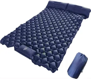 Inflatable Sleeping Mattress Outdoor PicnicDouble Sleeping Pad, Inflatable Sleeping Mat with Pillow, Waterproof and Moisture-Proof Roll Mats, Ultralight and Small Pack Size, for (D