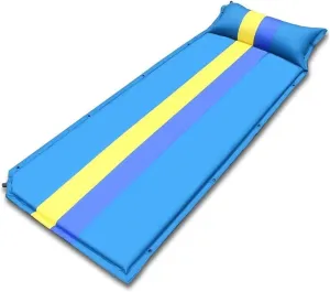 Inflatable Sleeping Pad for Camping, Ultralight Waterproof Sleeping Mat w/Pillow for Tent, Hiking and Backpacking (Color : Blue)
