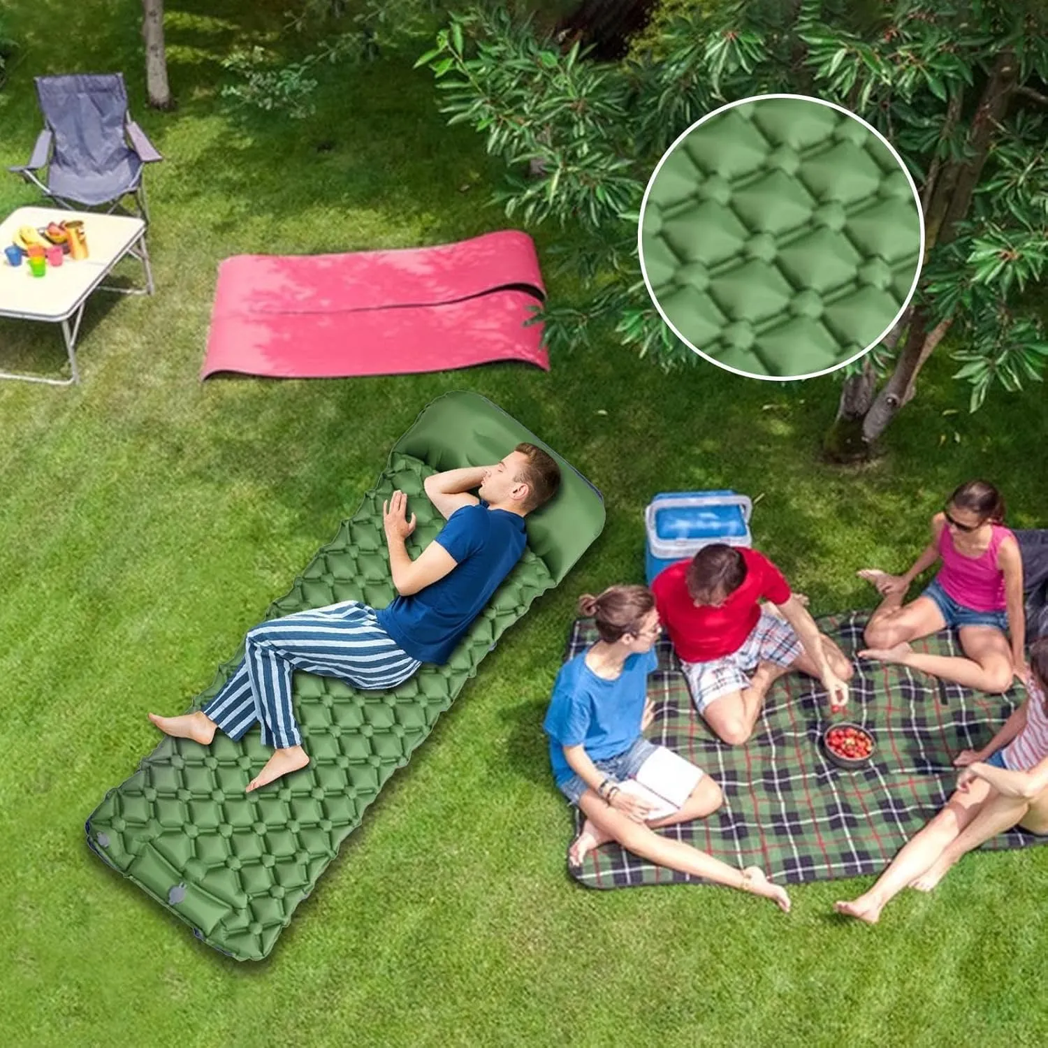 Inflatable Sleeping Pad for Camping,Camping Mat Mattress - Camping Pads, Portable Mattres for Camping Backpacking Hiking Tent Trap Traveling Single Person