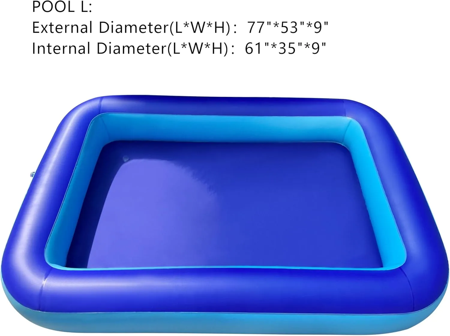 Inflatable Splash Pool for Kids, Plastic Wading Pools Outdoor, Large Sensory Sand & Water Play Pit for Toddlers, Kiddie Small Swimming Pool with Air Pump, Sand Box Backyard(77"*53"*9")