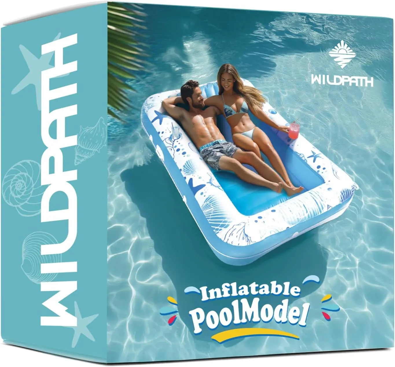 Inflatable Tanning Pool Lounger Float for Adults, 70" x 46" Pool Floats with Pillow, Large Tanning Bed for Backyard, Inflatable Sofa Pool Party Favors, Blue