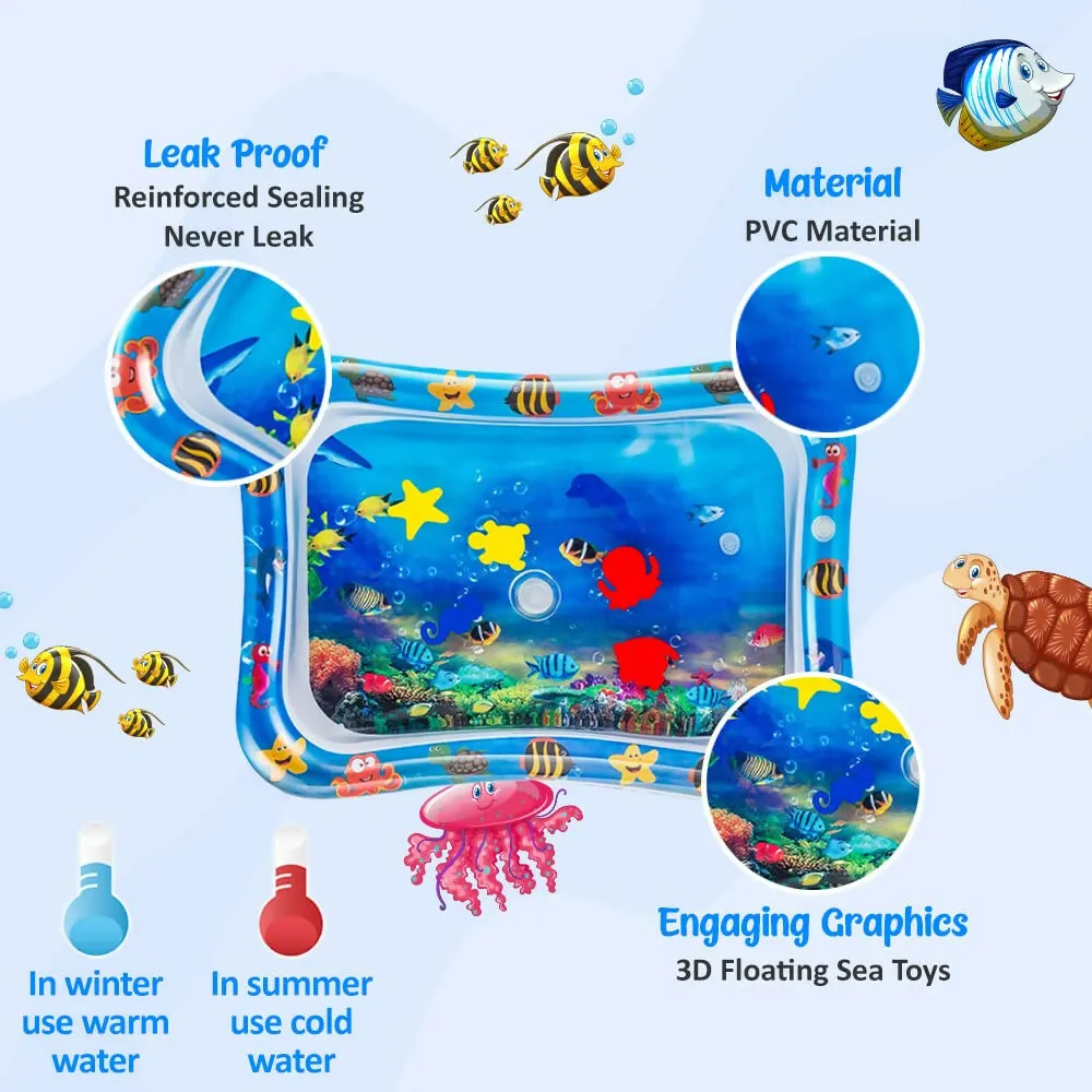 Inflatable Tummy Time Water Mat Leakproof Baby Playmat (Multicolor)