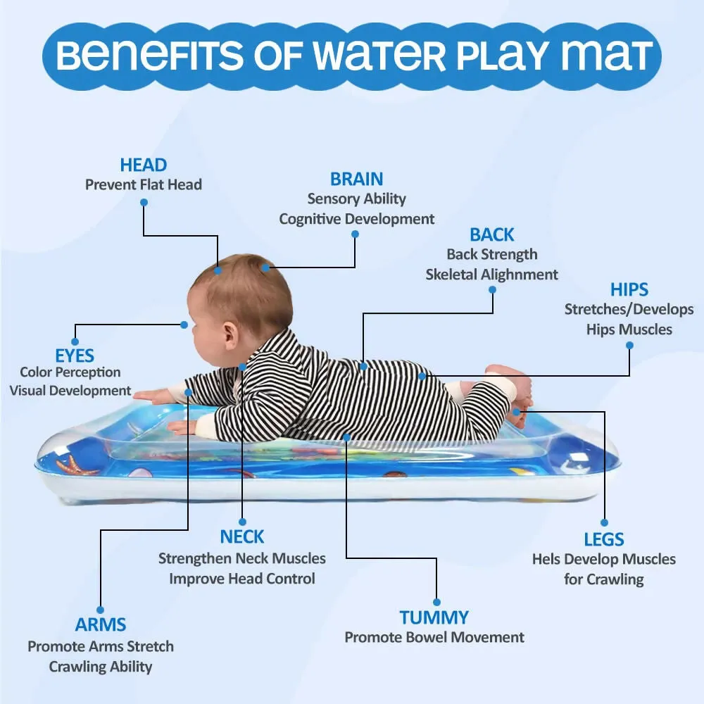 Inflatable Tummy Time Water Mat Leakproof Baby Playmat (Multicolor)
