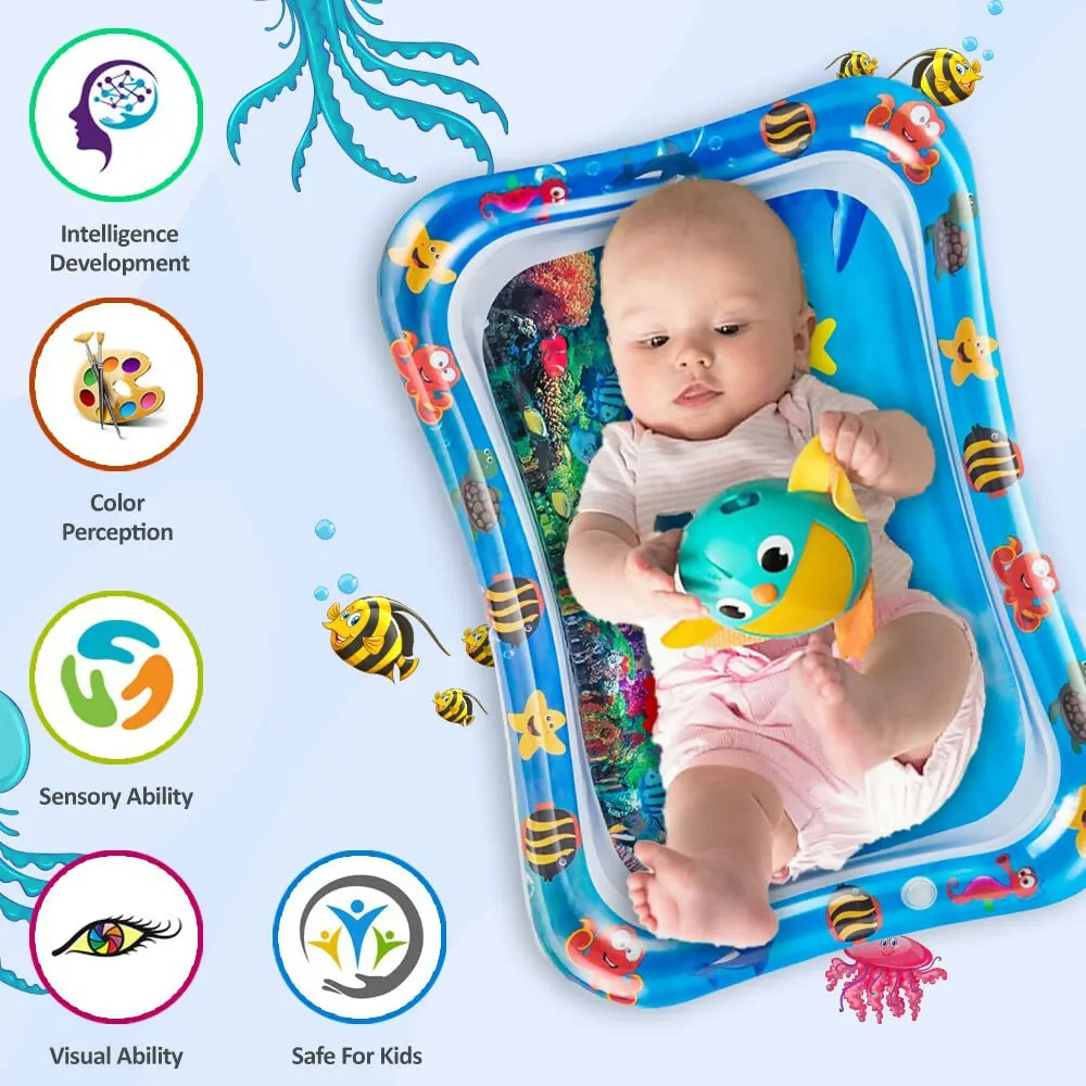 Inflatable Tummy Time Water Mat Leakproof Baby Playmat (Multicolor)