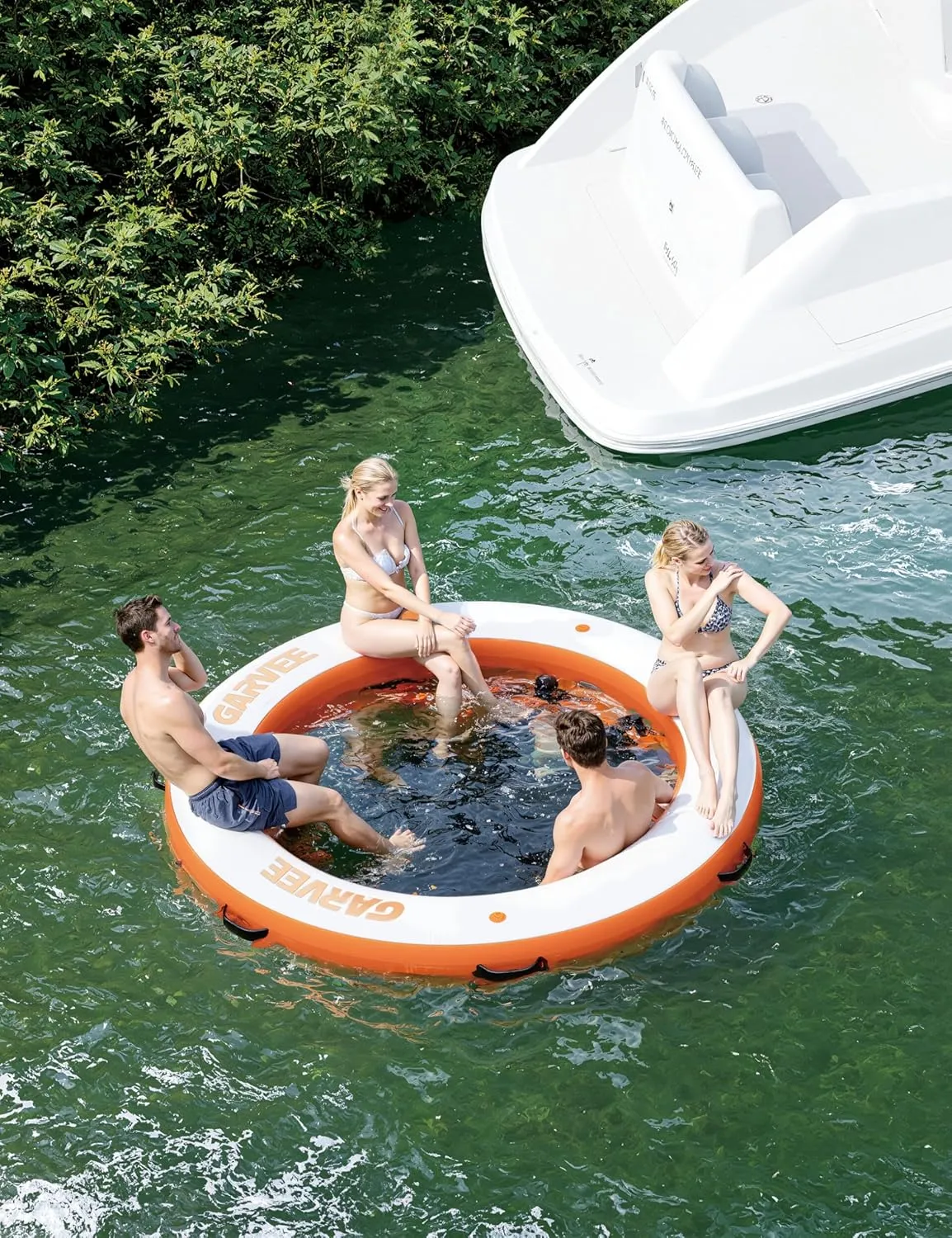 Inflatable Water Hammock Floating Dock Mesh, 10FT/8FT Sunchill Float Ring Heavy Duty River Floats Lake Raft for Tanning Pool Float Island Platform Pad Mat Party