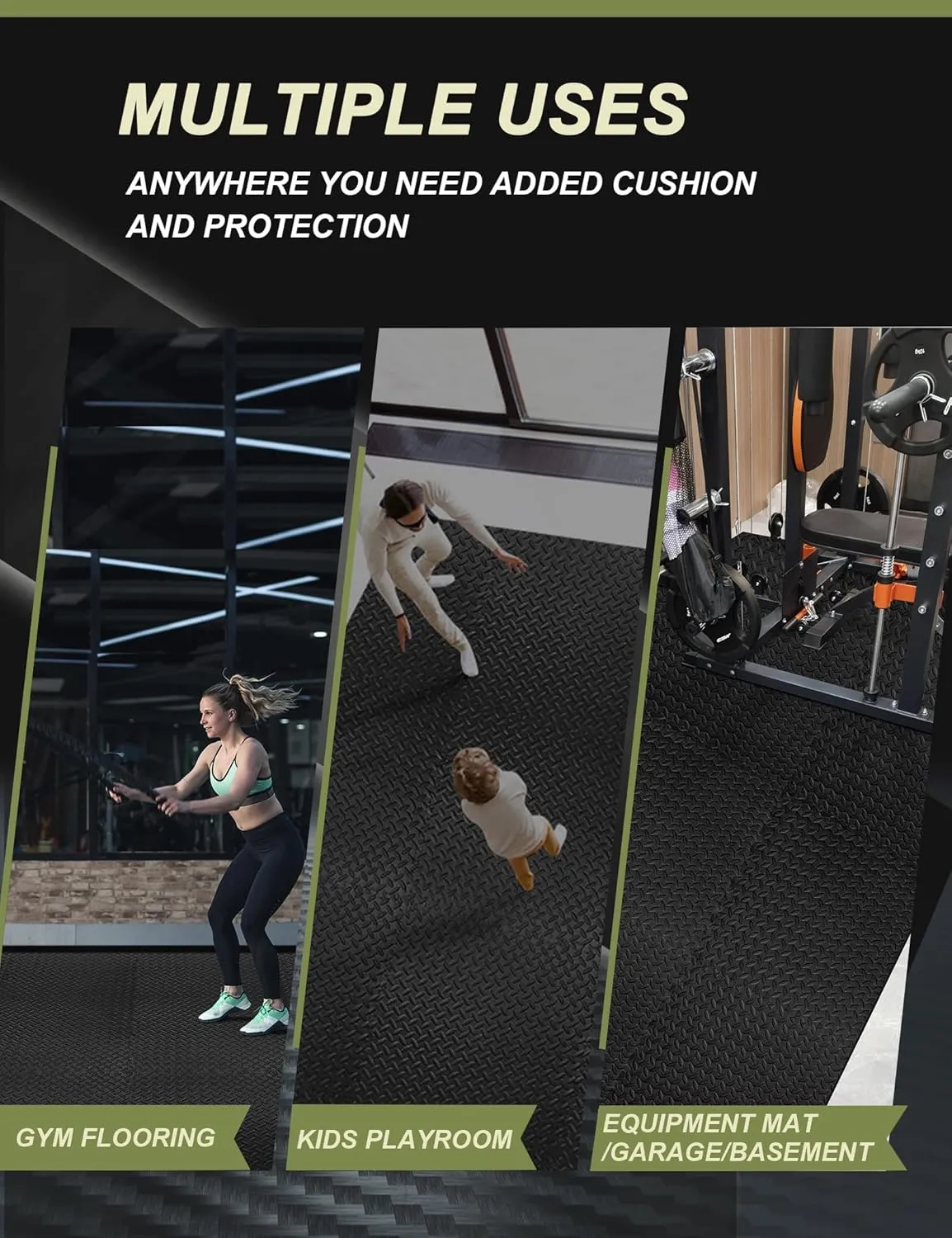innhom 12/24/48 Tiles Gym Flooring Gym Mats Exercise Mat for Floor Workout Mat Foam Floor Tiles for Home Gym Equipment Garage