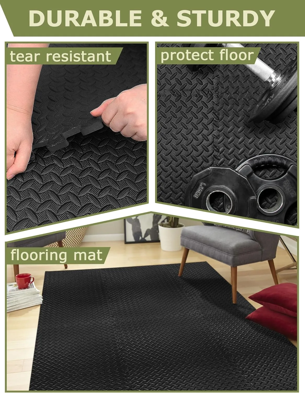 innhom 12/24/48 Tiles Gym Flooring Gym Mats Exercise Mat for Floor Workout Mat Foam Floor Tiles for Home Gym Equipment Garage