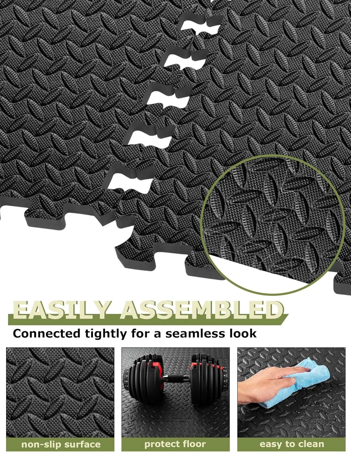 innhom 12/24/48 Tiles Gym Flooring Gym Mats Exercise Mat for Floor Workout Mat Foam Floor Tiles for Home Gym Equipment Garage