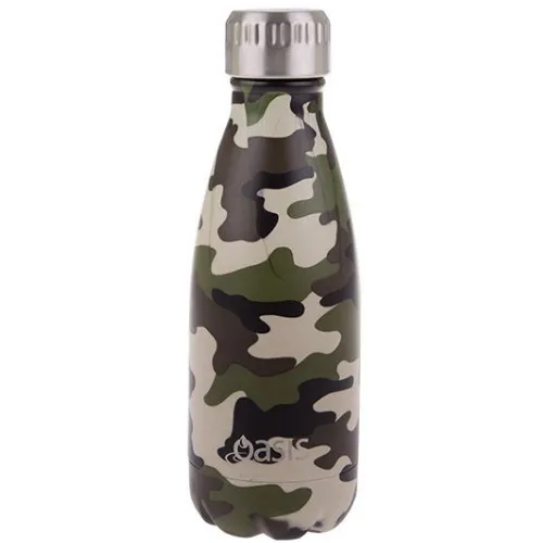 Insulated Drink Bottle Stainless Steel Double Wall Thermo 350ml - Camo Green NEW