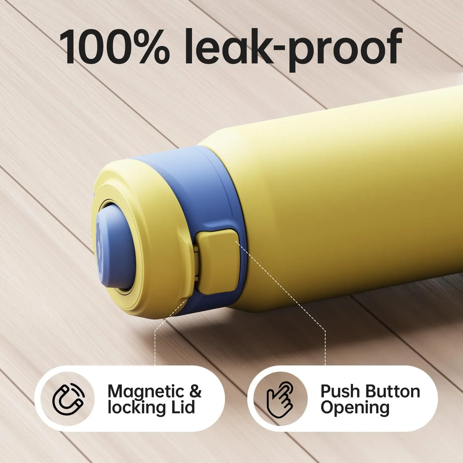 Insulated Magnetic Water Bottle - Reusable Stainless Steel Bottle with MagSafe Compatible Phone Holder - Keeps Cold for 24 Hours - Perfect for Gym, Sports, and Travel - Yellow 32oz