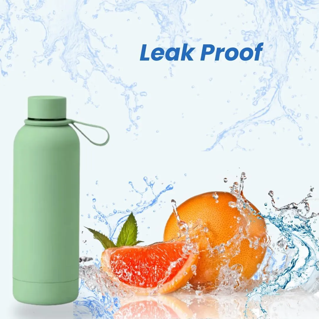Insulated Water Bottle -17 oz Stainless Steel Rubber Coated Double Wall Water Bottles - Water Thermos Leakproof Lightweight,BPA Free - Gym Water Bottle (Avocado Green)