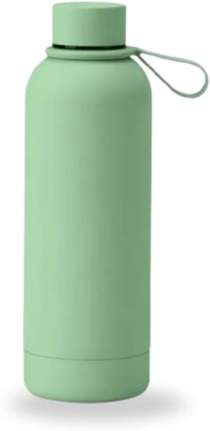 Insulated Water Bottle -17 oz Stainless Steel Rubber Coated Double Wall Water Bottles - Water Thermos Leakproof Lightweight,BPA Free - Gym Water Bottle (Avocado Green)