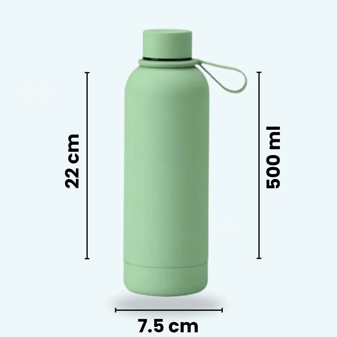 Insulated Water Bottle -17 oz Stainless Steel Rubber Coated Double Wall Water Bottles - Water Thermos Leakproof Lightweight,BPA Free - Gym Water Bottle (Avocado Green)