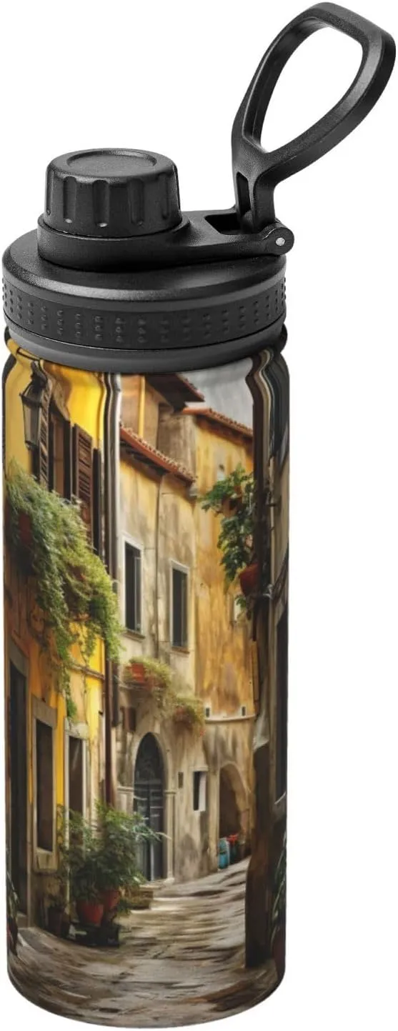 Italian Old Street 18oz Sports Insulated Bottle For Outdoor Activities,Your Ideal Companion Staying Hydrated