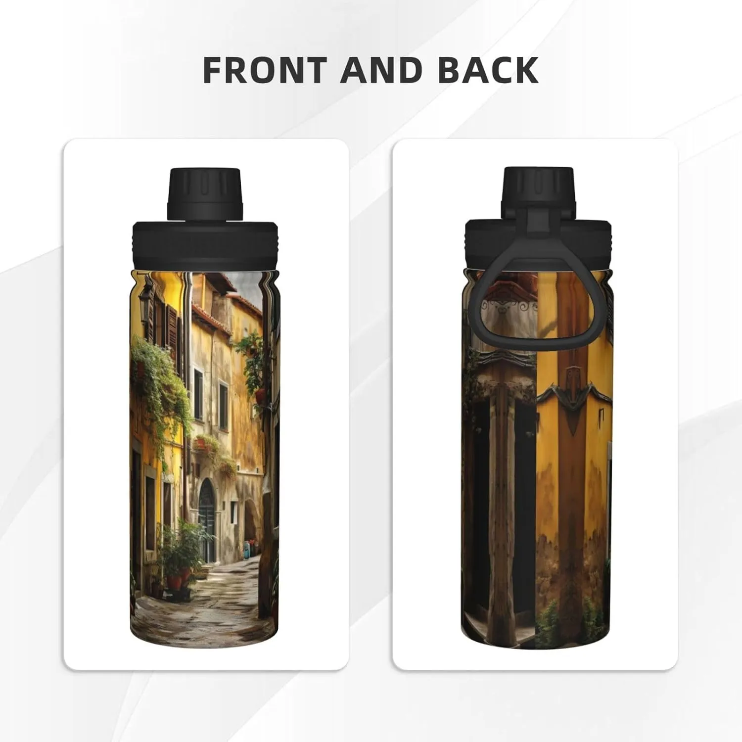 Italian Old Street 18oz Sports Insulated Bottle For Outdoor Activities,Your Ideal Companion Staying Hydrated