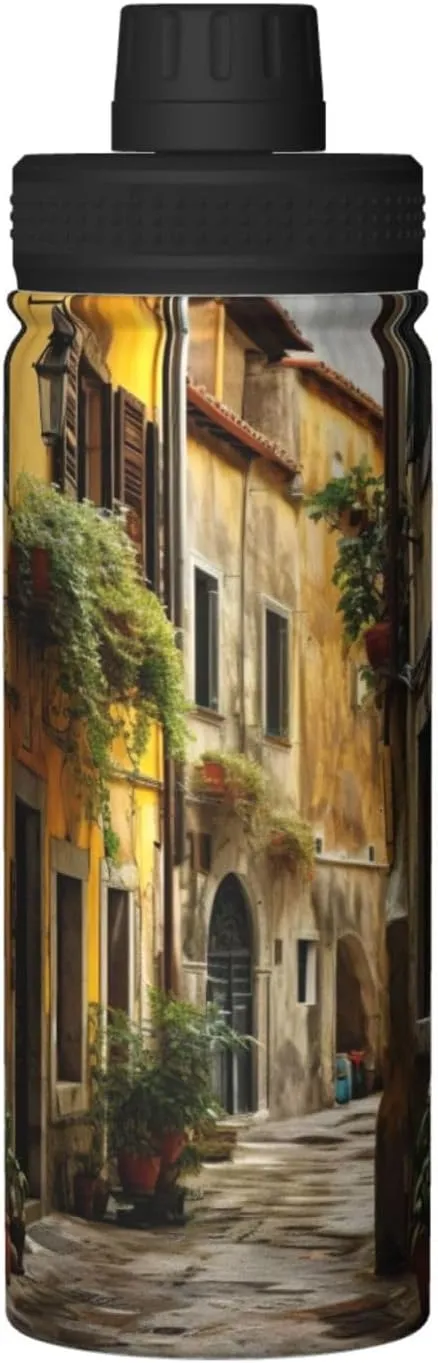 Italian Old Street 18oz Sports Insulated Bottle For Outdoor Activities,Your Ideal Companion Staying Hydrated