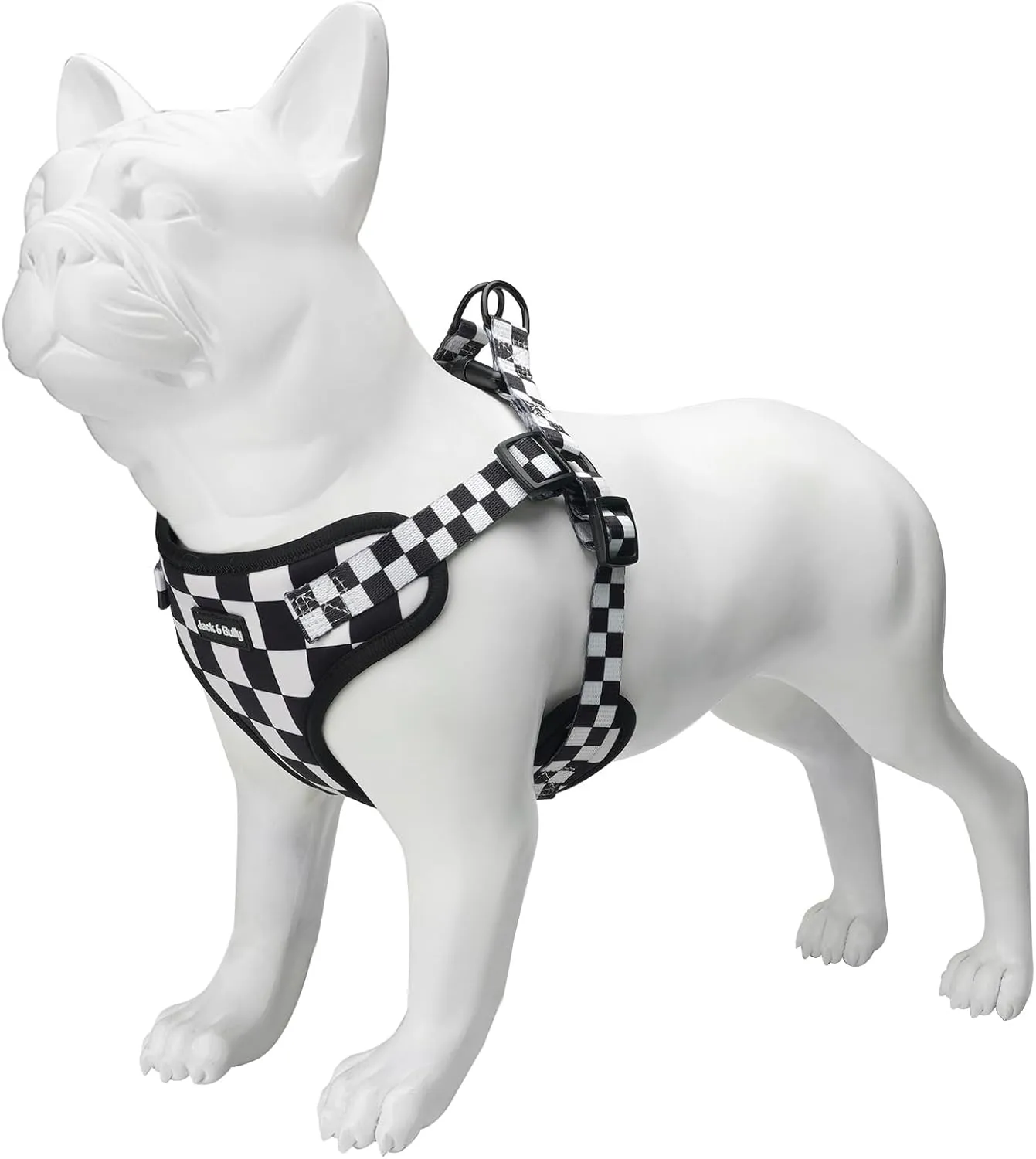 Jack & Bully Dog Harness, No Pull Vest Step-in Adjustable Neoprene Soft with Breathable Mesh, All Weather, French Bulldog (Small, Checkered)